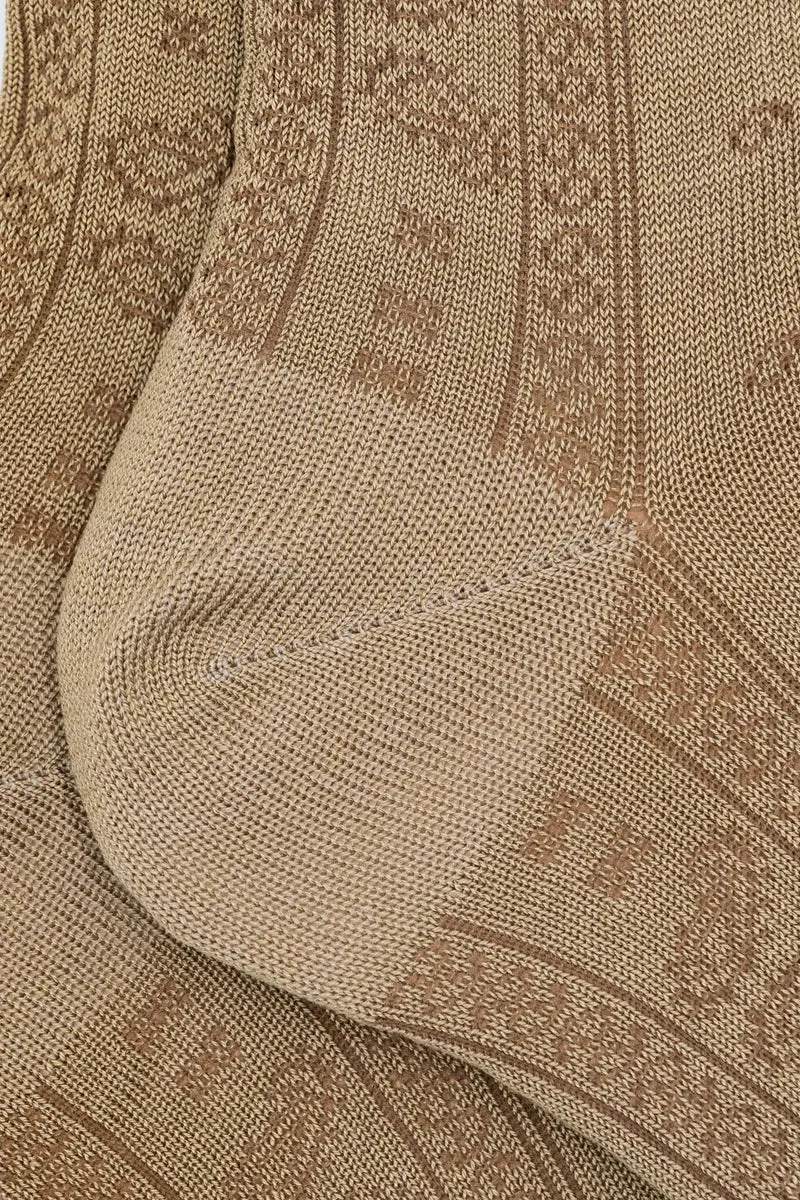 Calze Corte in Cotone Fantasia Bandana - MARRONE/BEIGE