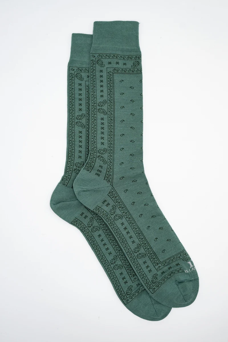 Calze Corte in Cotone Fantasia Bandana - VERDE