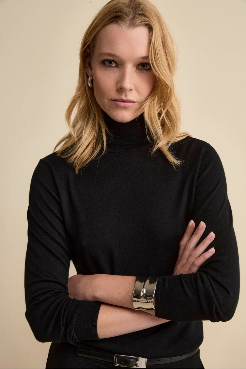 Maglia Dolcevita in Seta e Cashmere Extrafine - NERO