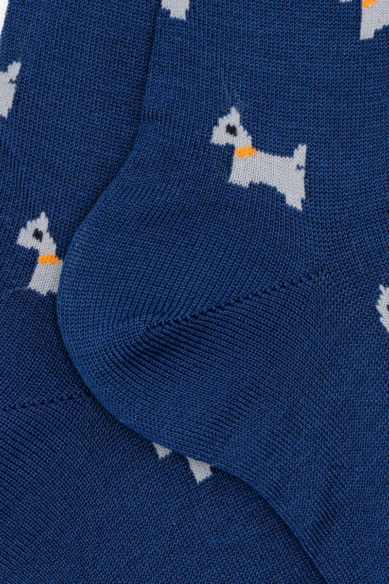 Calze Corte in Cotone Fantasia Cani - BLU/GRIGIO