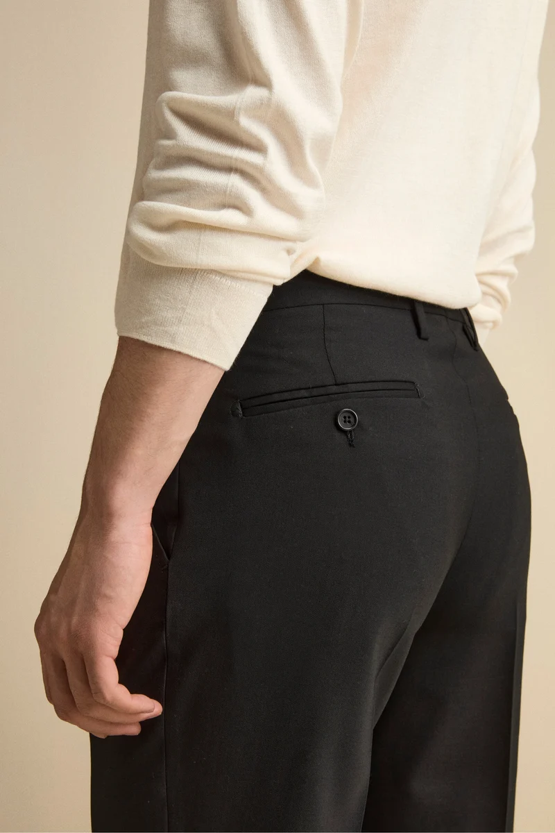 Pantalone Elegante Slim Fit in Lana Drop 8 - NERO