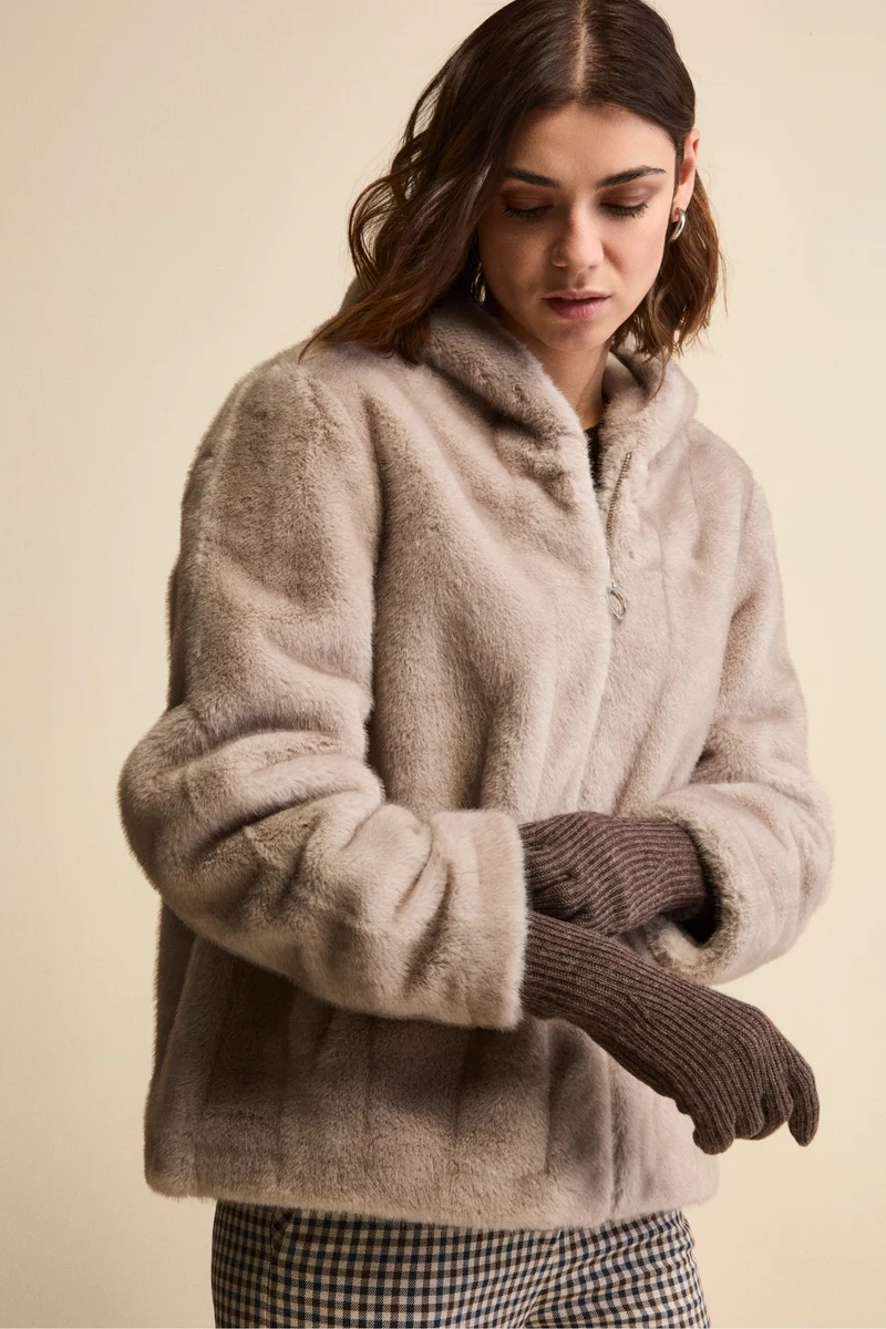 Guanto a Coste in Lana e Cashmere - CASTAGNA