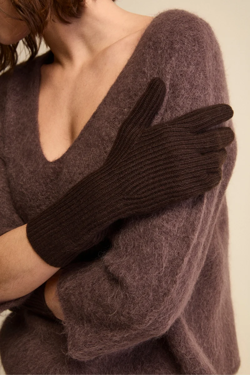 Guanto a Coste in Lana e Cashmere - CAFFE