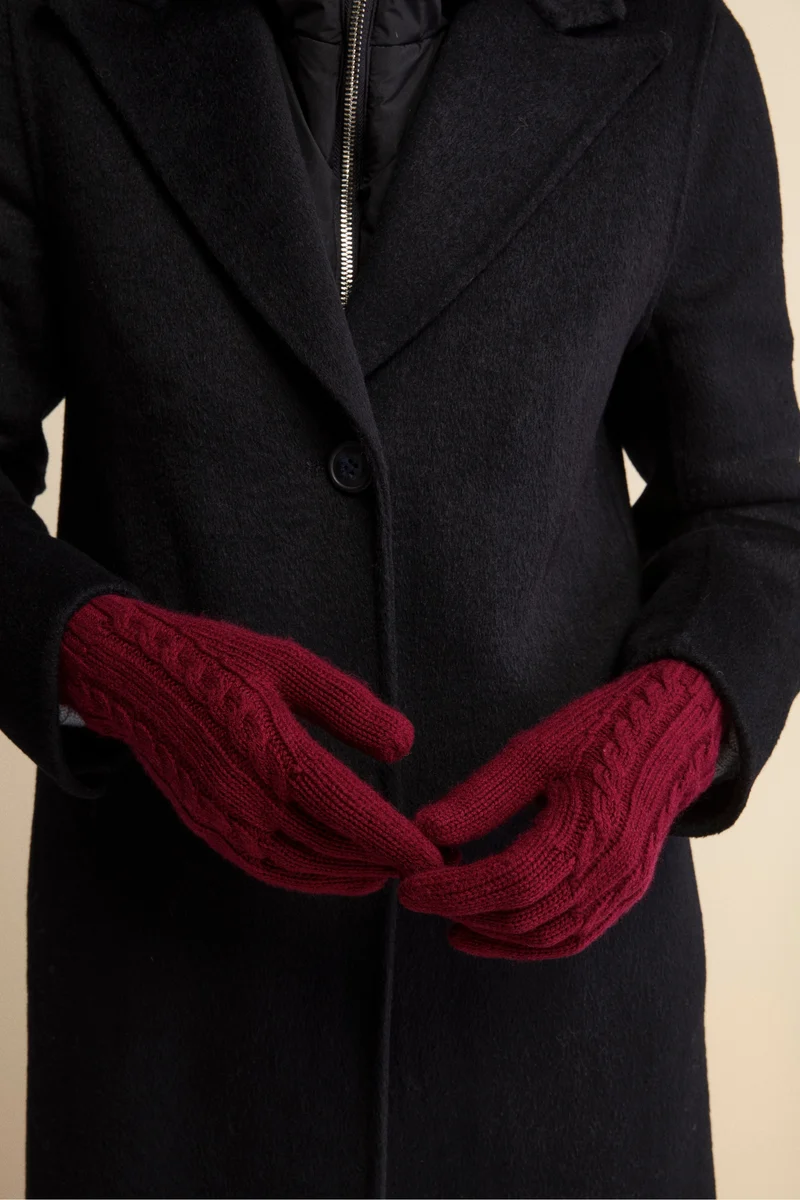 Guanti Trecce in Lana e Cashmere - VINO