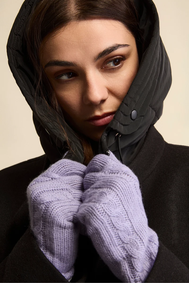 Guanti Trecce in Lana e Cashmere - LAVANDA