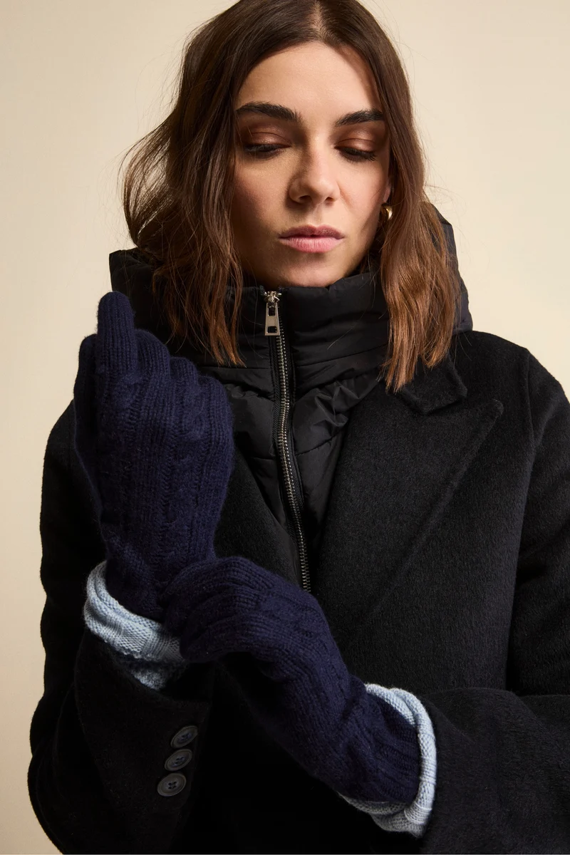 Guanti Trecce in Lana e Cashmere - DARK BLU