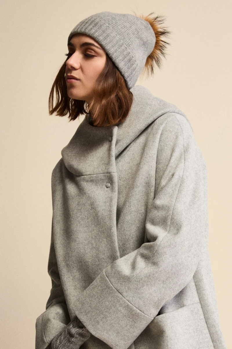 Berretto in Cashmere con Pompon - GRIGIO CHIARO