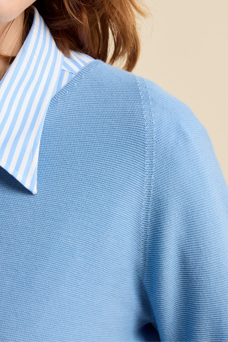 Pullover Links con Scollo a V in Cotone - AZZURRO