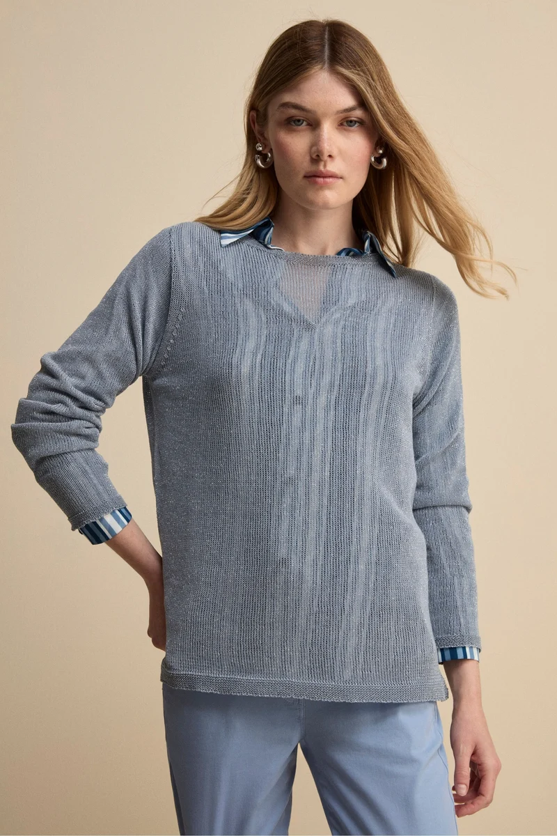 Barchetta Lurex in Cotone - AZZURRO