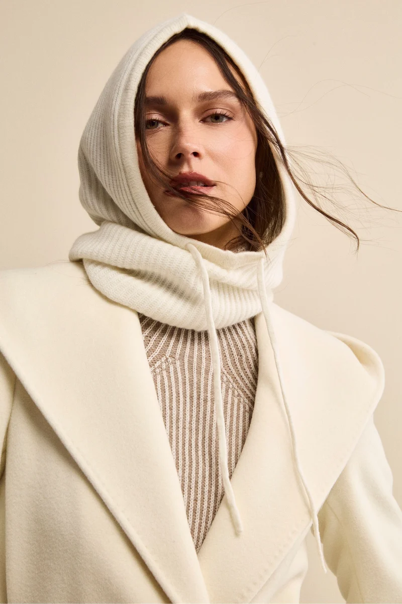 Balaclava a Coste in Cashmere - BIANCO