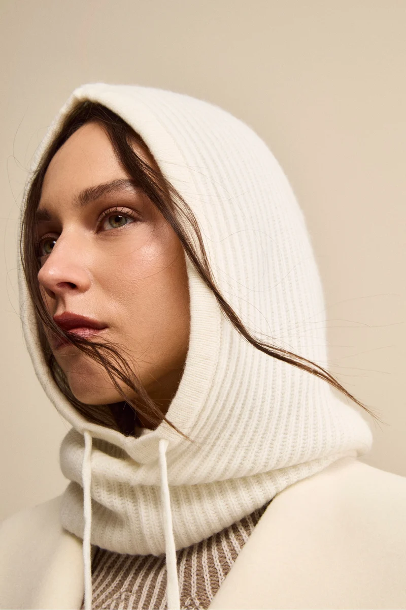 Balaclava a Coste in Cashmere - BIANCO