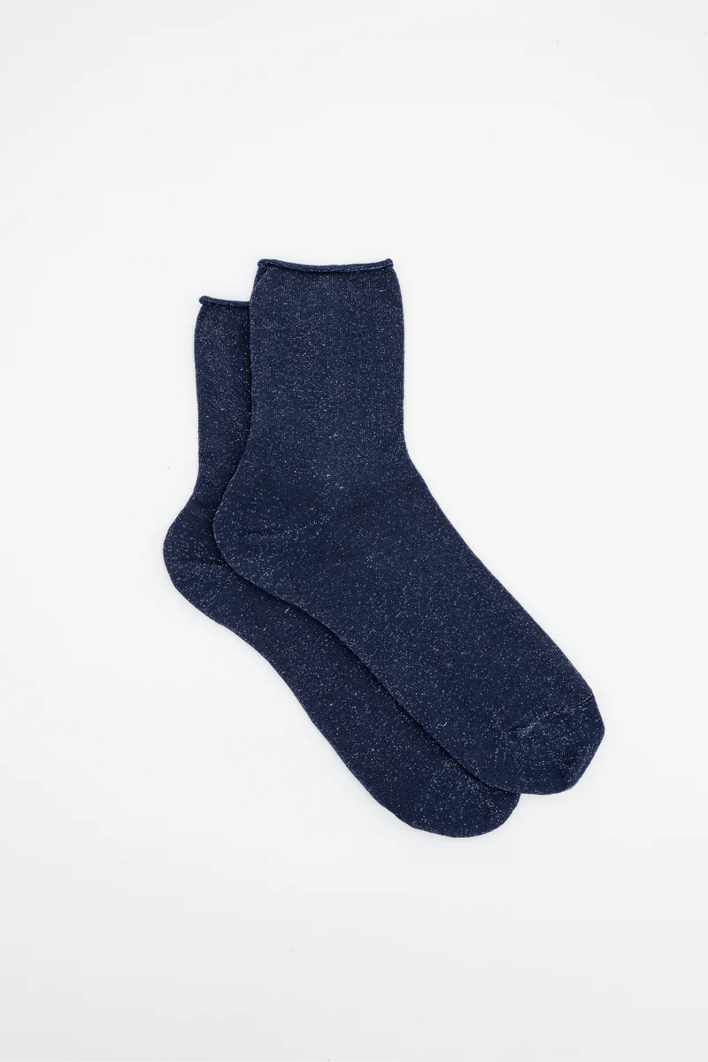 Calze Corte in Cotone con Lurex - BLU