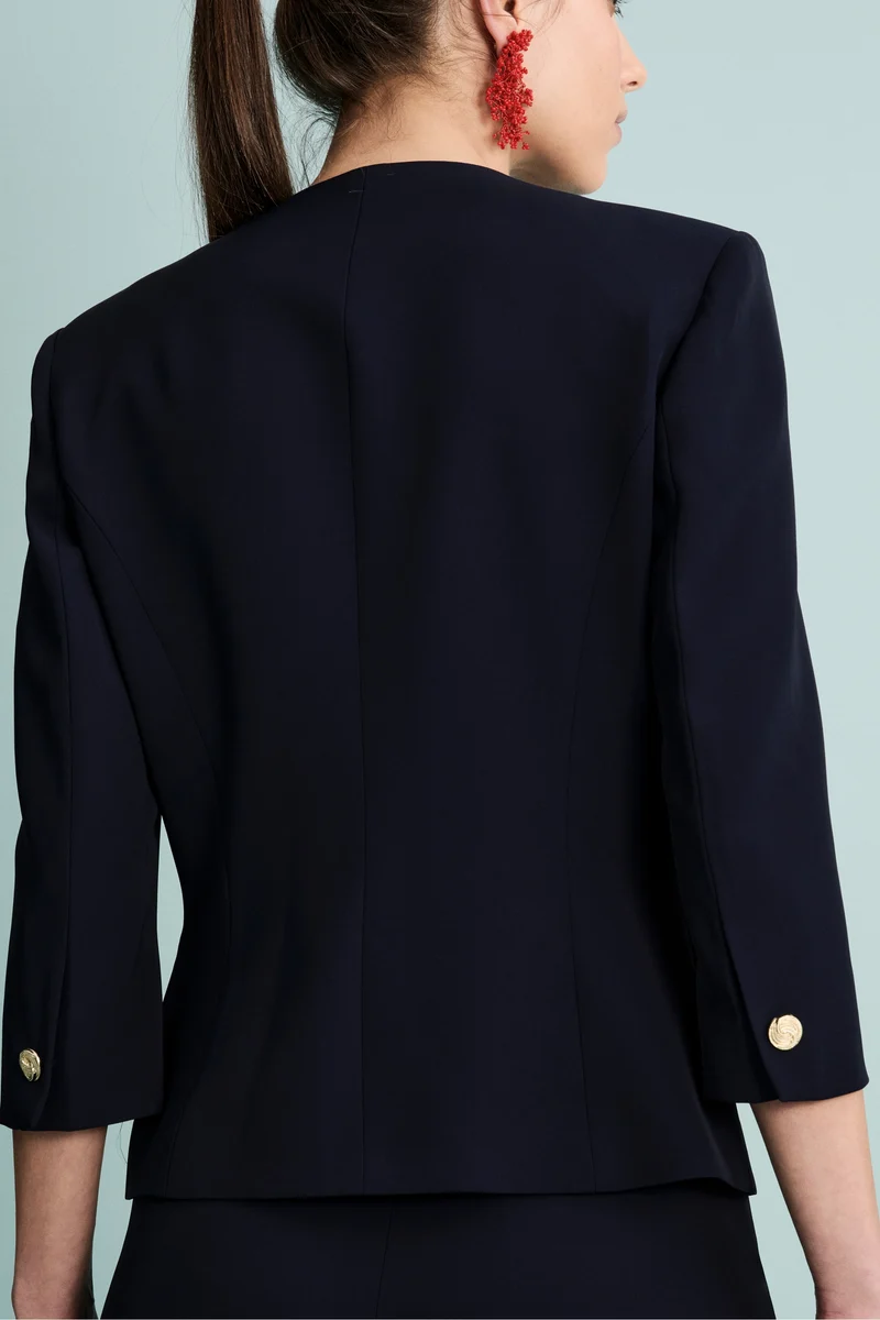 Blazer Elegante con Scollo Ampio - BLU
