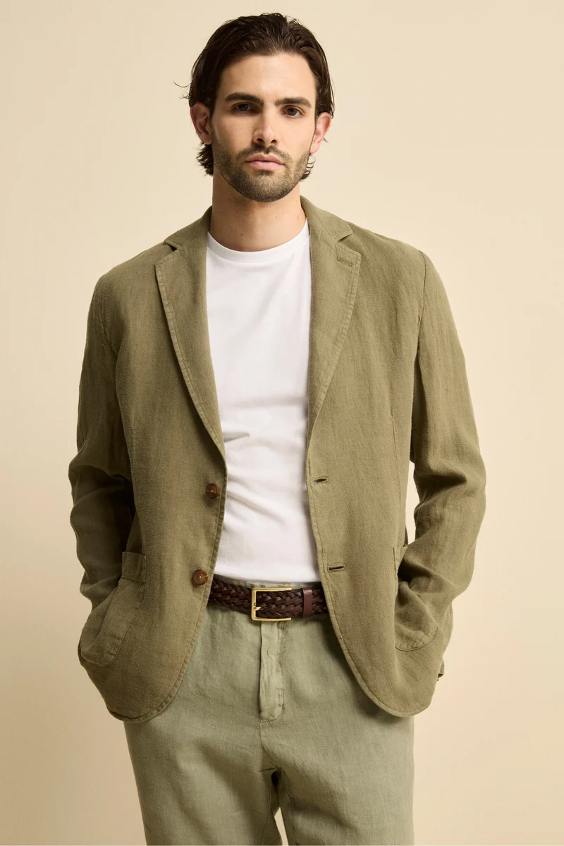 Giacca Verde in Lino - VERDE MILITARE