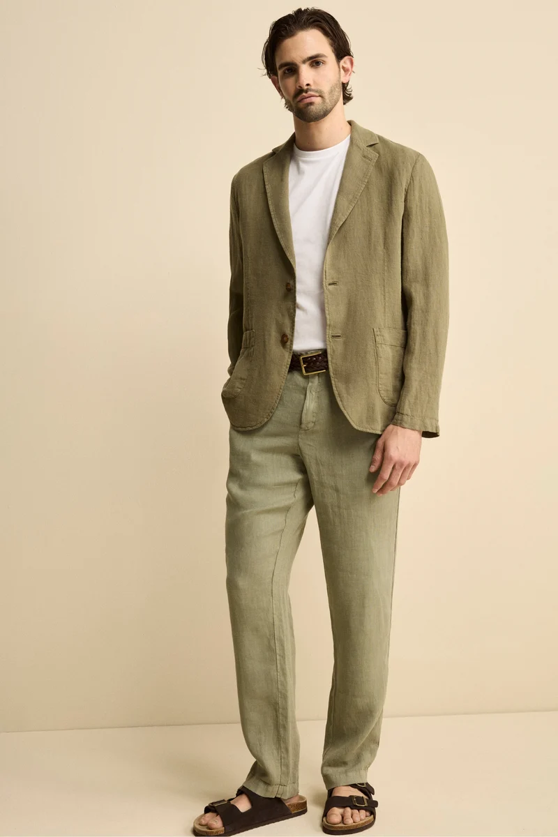 Giacca Verde in Lino - VERDE MILITARE