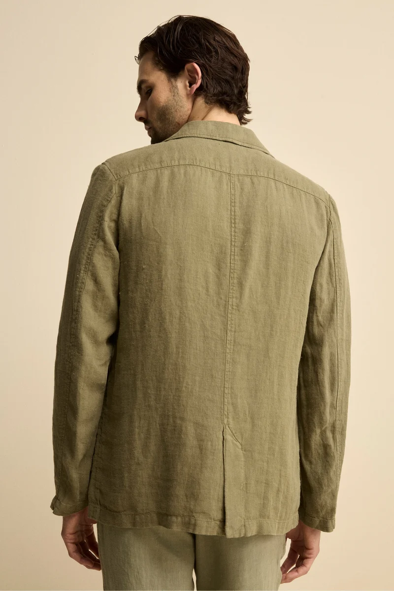 Giacca Verde in Lino - VERDE MILITARE