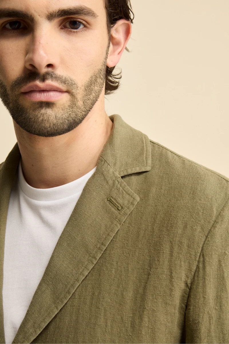 Giacca Verde in Lino - VERDE MILITARE