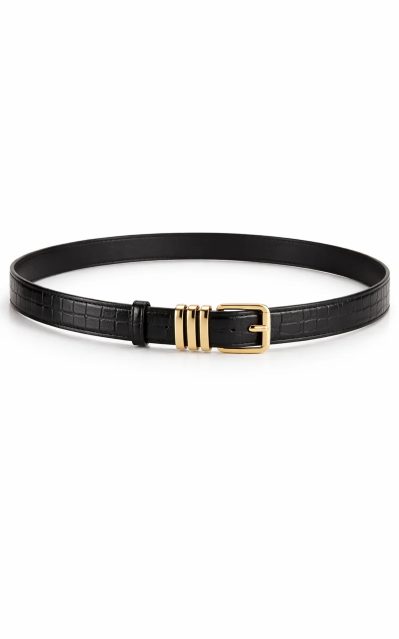 Gianelli Belt - Croc Belt in Black