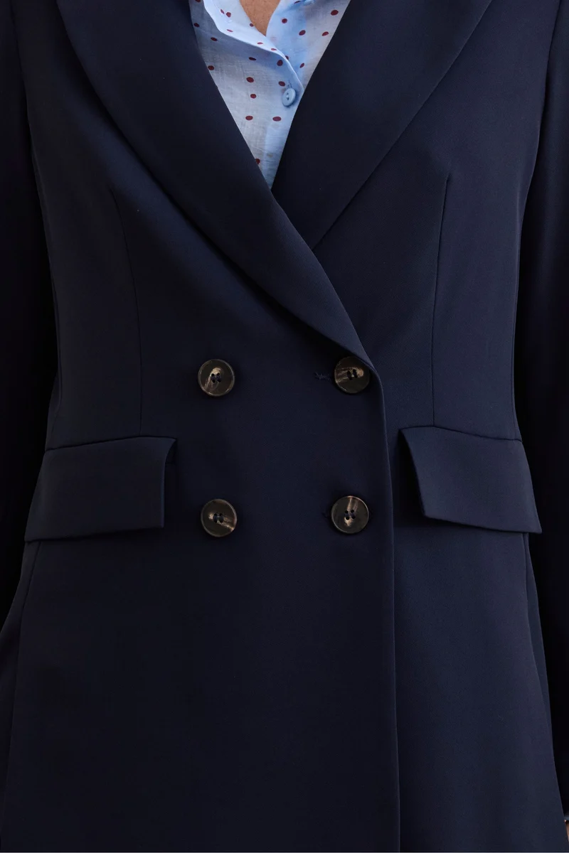 Blazer Doppiopetto Foderato in Cady - BLU