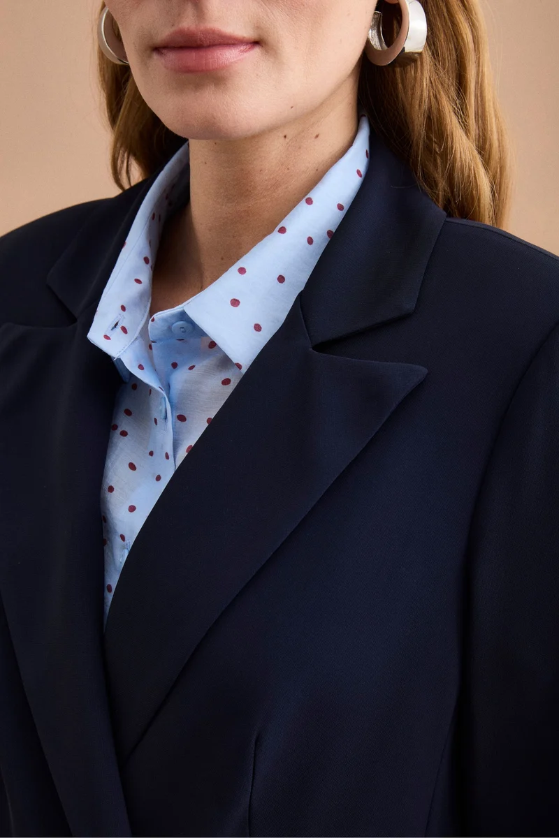 Blazer Doppiopetto Foderato in Cady - BLU