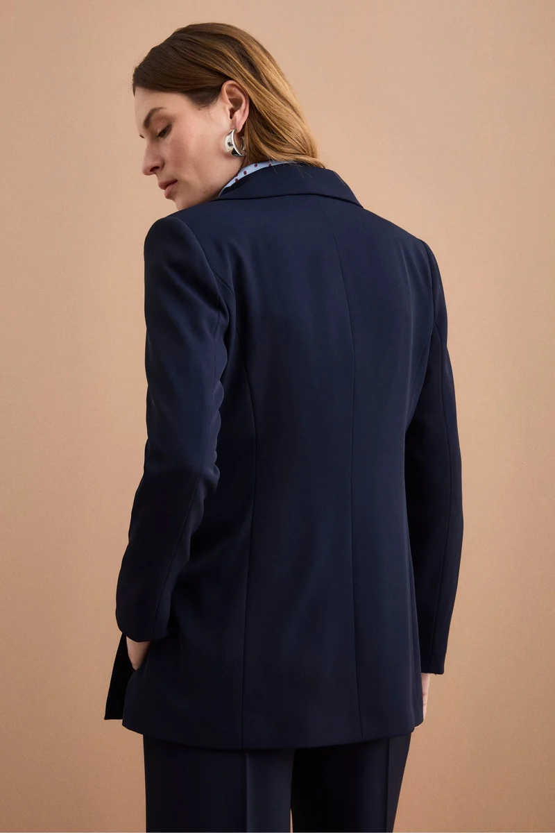Blazer Doppiopetto Foderato in Cady - BLU