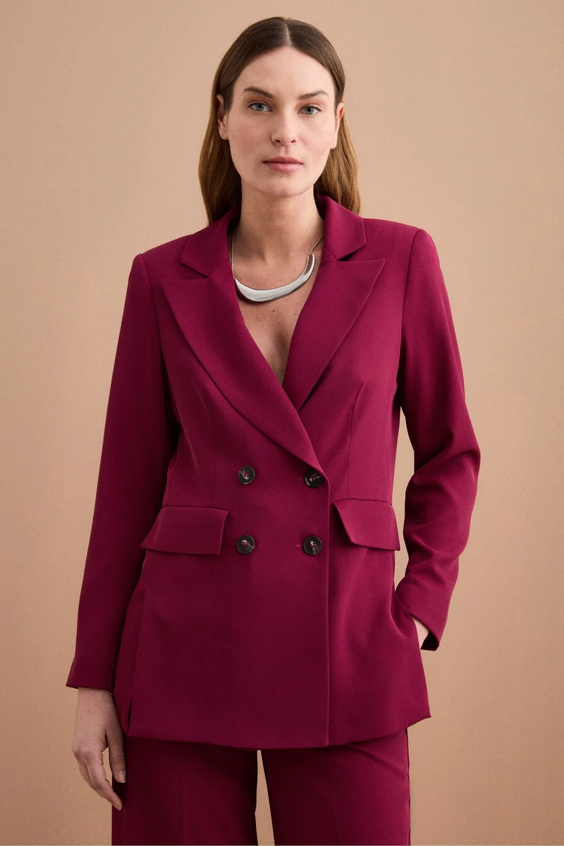Blazer Doppiopetto Foderato in Cady - BORDEAUX