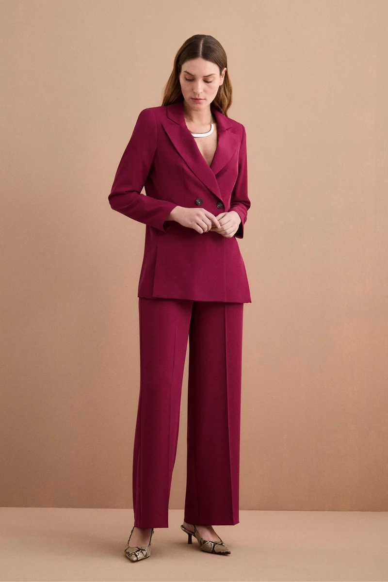 Blazer Doppiopetto Foderato in Cady - BORDEAUX