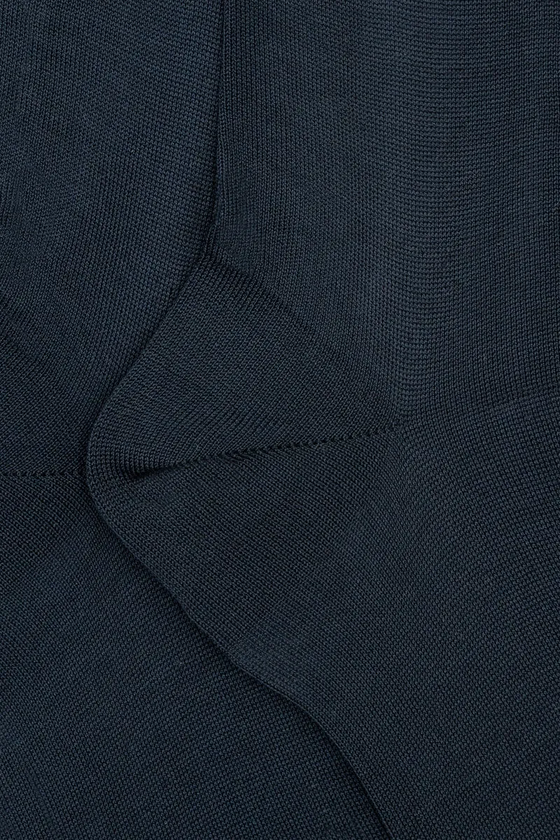 Calze Lunghe Rasate in Filo di Scozia - BLU