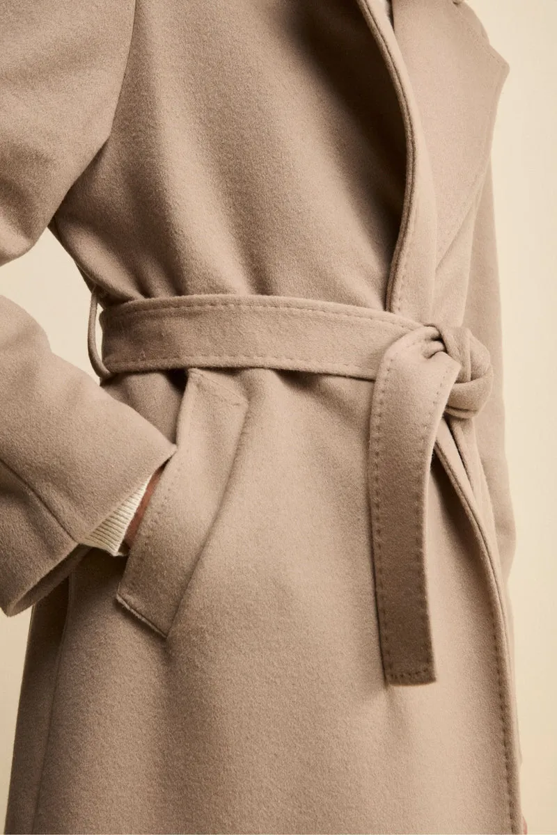 Cappotto lungo in lana e cashmere - NOCCIOLA