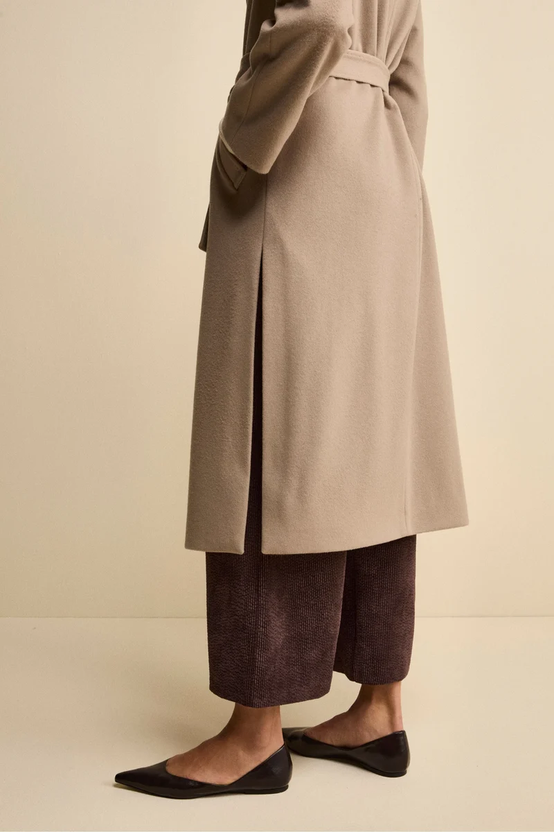 Cappotto lungo in lana e cashmere - NOCCIOLA