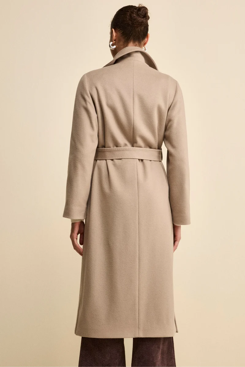 Cappotto lungo in lana e cashmere - NOCCIOLA