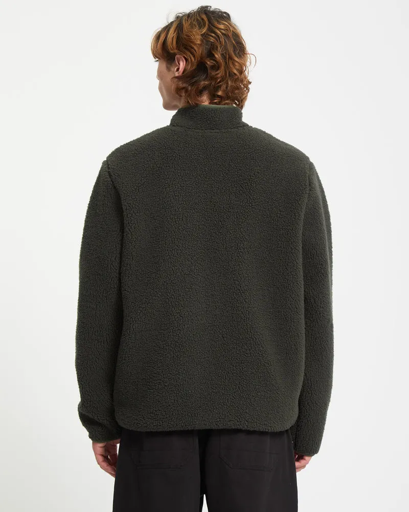 Storm Stone Zip Sherpa Sweatshirt - Rinsed Black