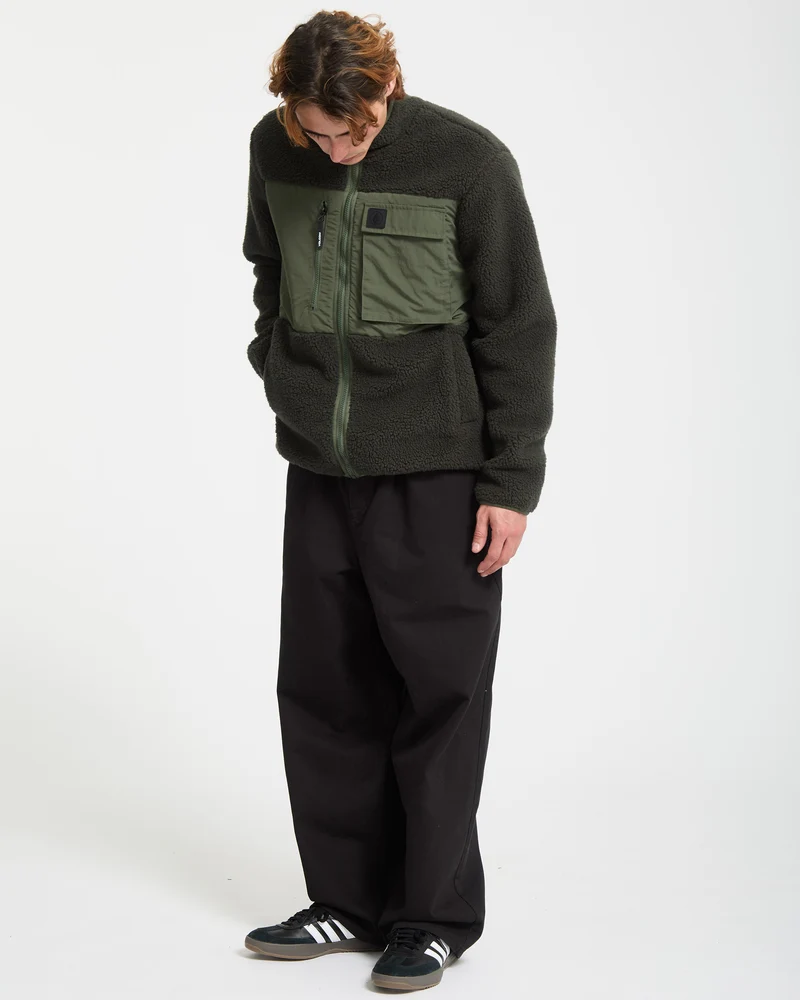 Storm Stone Zip Sherpa Sweatshirt - Rinsed Black