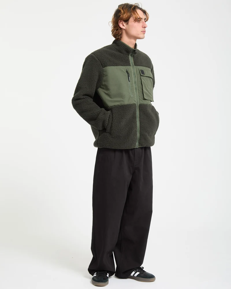 Storm Stone Zip Sherpa Sweatshirt - Rinsed Black