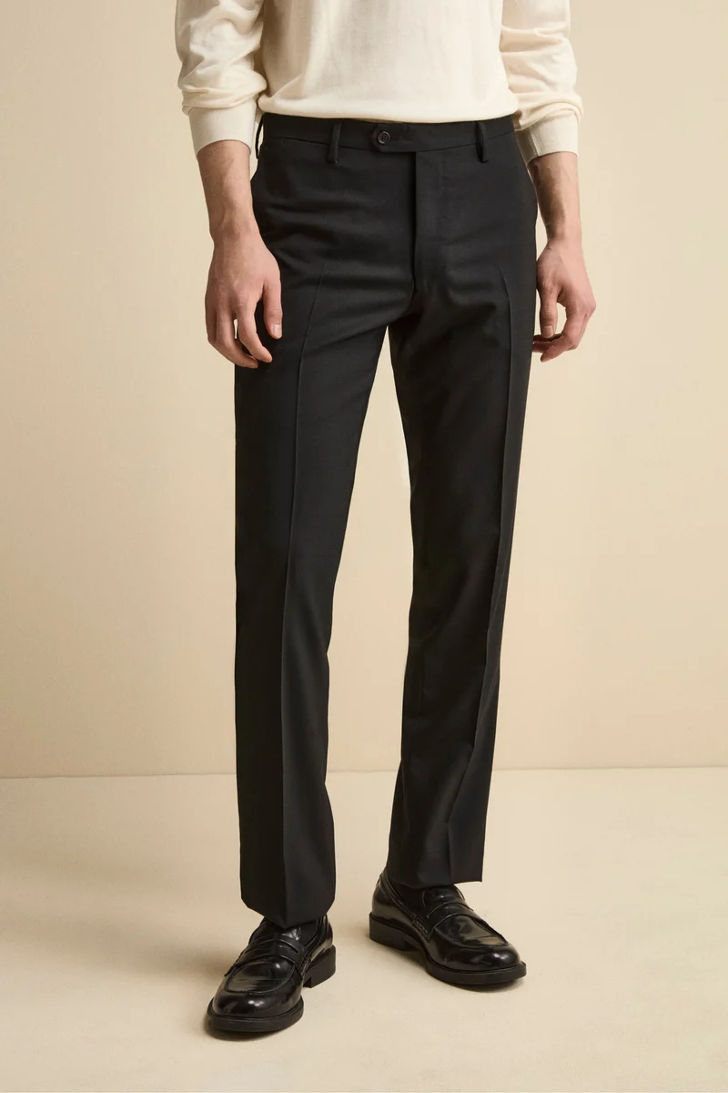 Pantalone Elegante Regular Fit in Lana Drop 6 - NERO