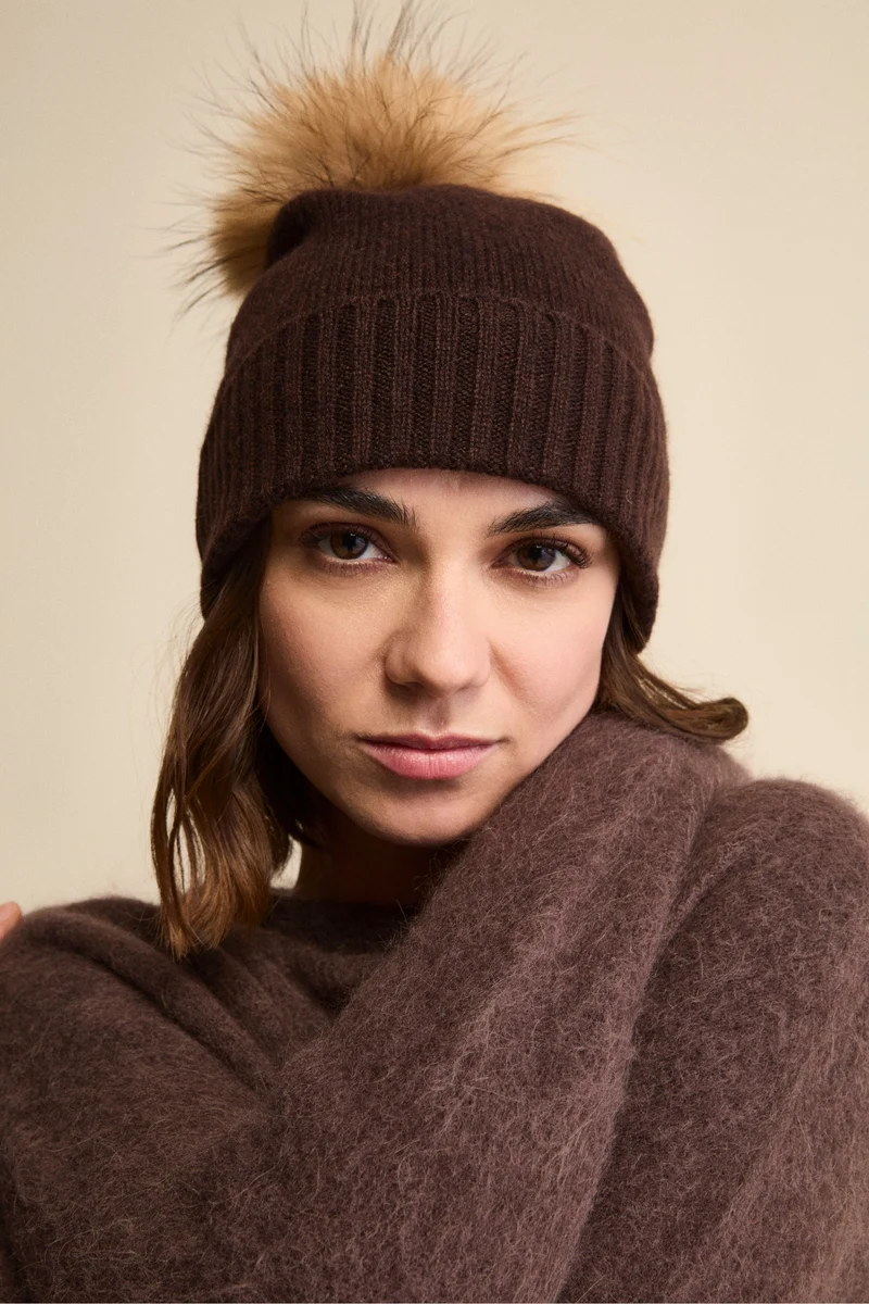 Berretto in Cashmere con Pompon - CAFFE