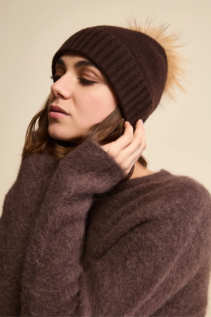 Berretto in Cashmere con Pompon - CAFFE
