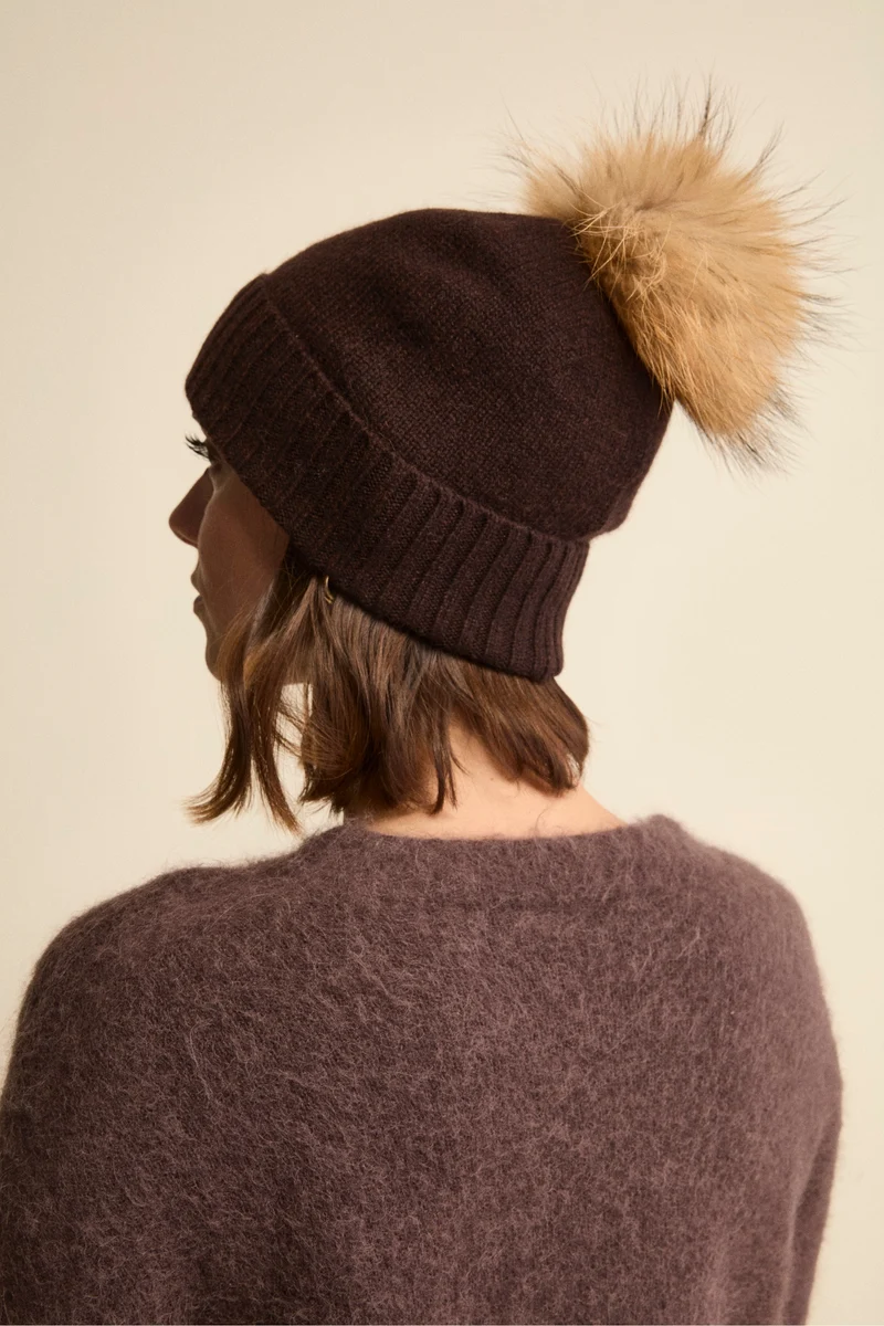 Berretto in Cashmere con Pompon - CAFFE