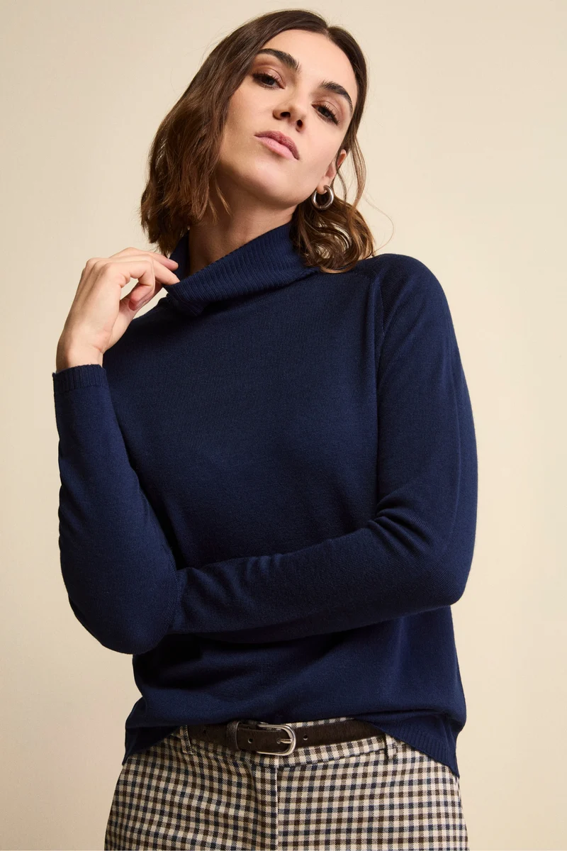 Dolcevita Raglan in Lana Merino - NAVY