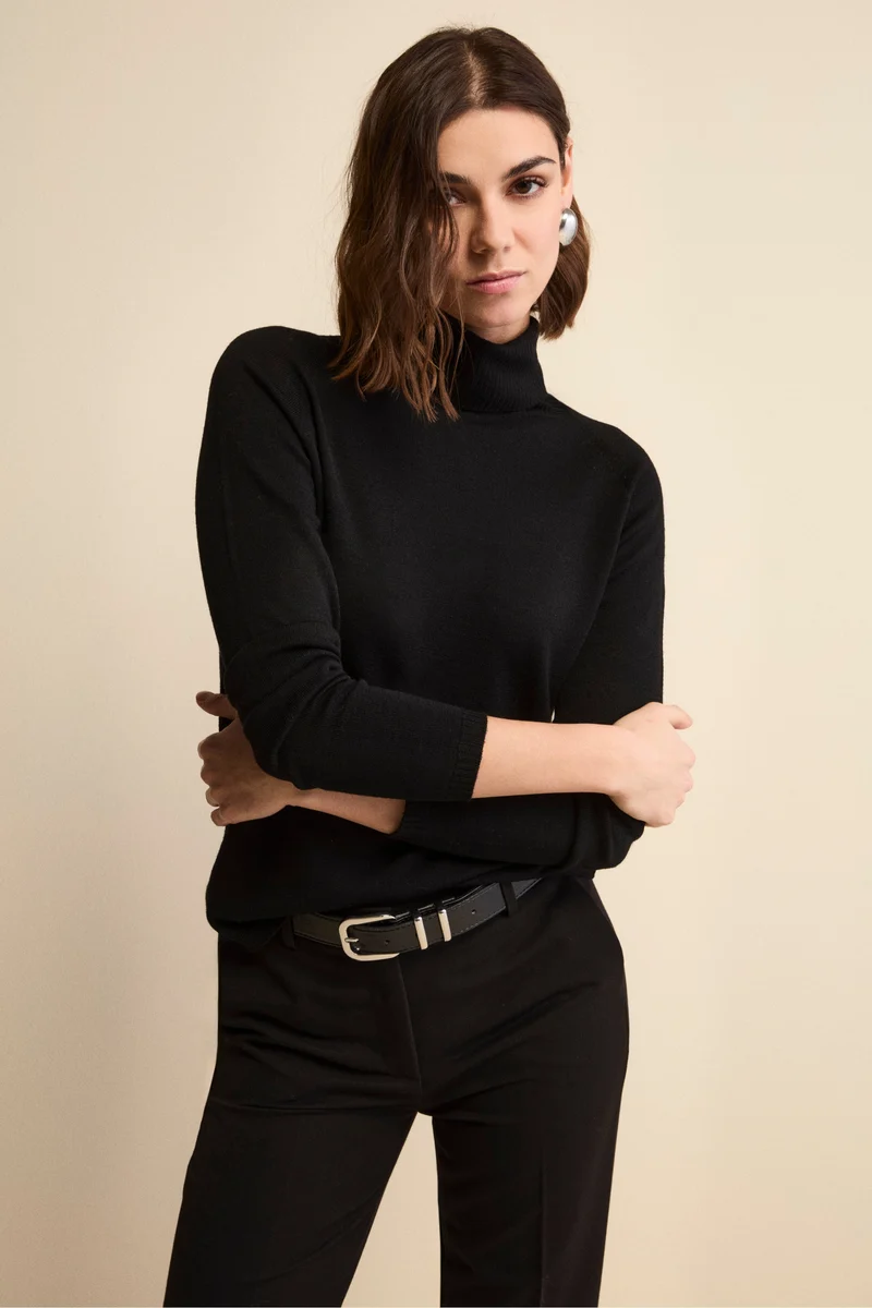 Dolcevita Raglan in Lana Merino - NERO