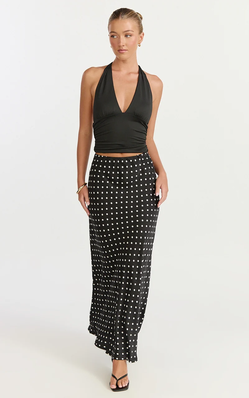 Emma Top - Halter Neck Tie Back Top in Black