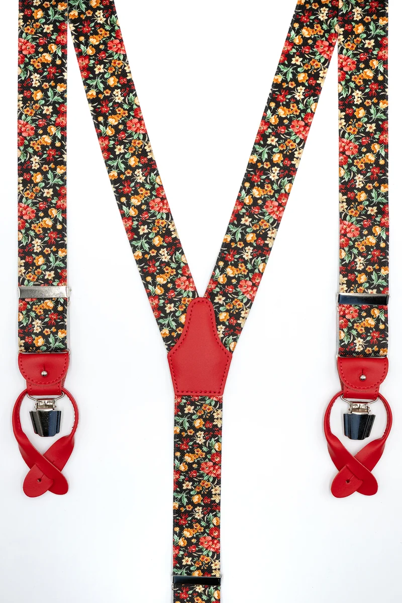 Bretelle Fantasia con Clip e Asole in Pelle - FANT. BLU/ROSSO