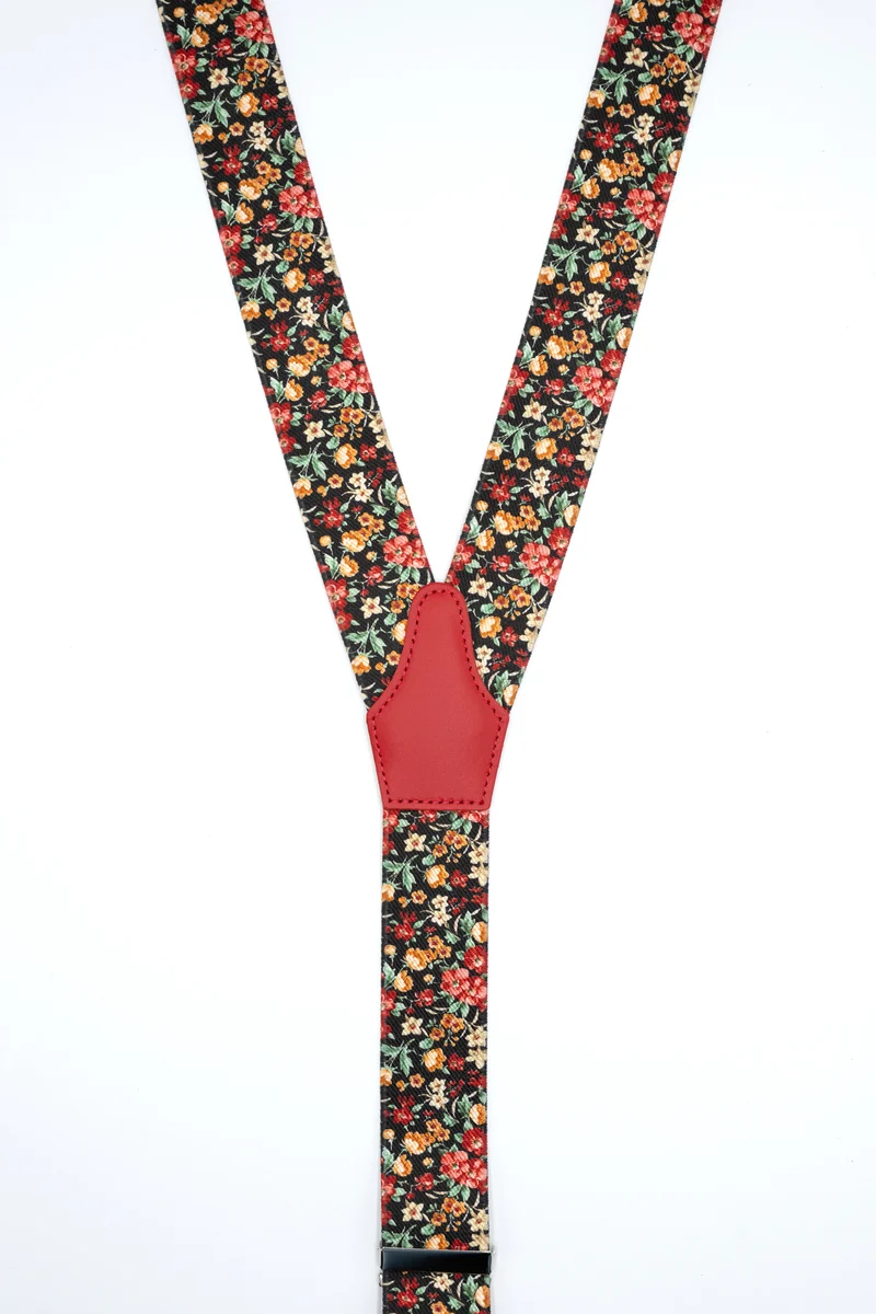 Bretelle Fantasia con Clip e Asole in Pelle - FANT. BLU/ROSSO