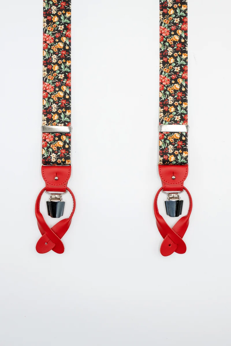 Bretelle Fantasia con Clip e Asole in Pelle - FANT. BLU/ROSSO