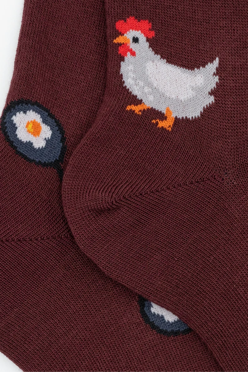 Calze Lunghe Fantasia in Cotone - BORDEAUX