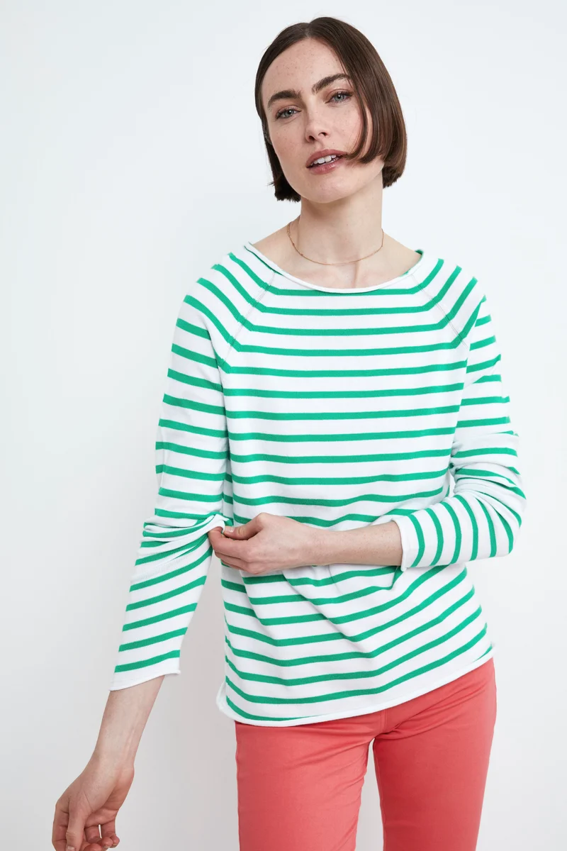 Maglia fantasia in cotone - BIANCO/VERDE
