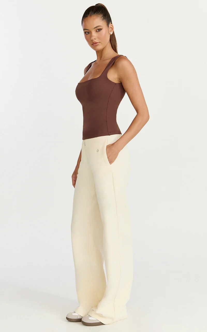 Ophelia Top - Square Neck Jersey Top in Chocolate