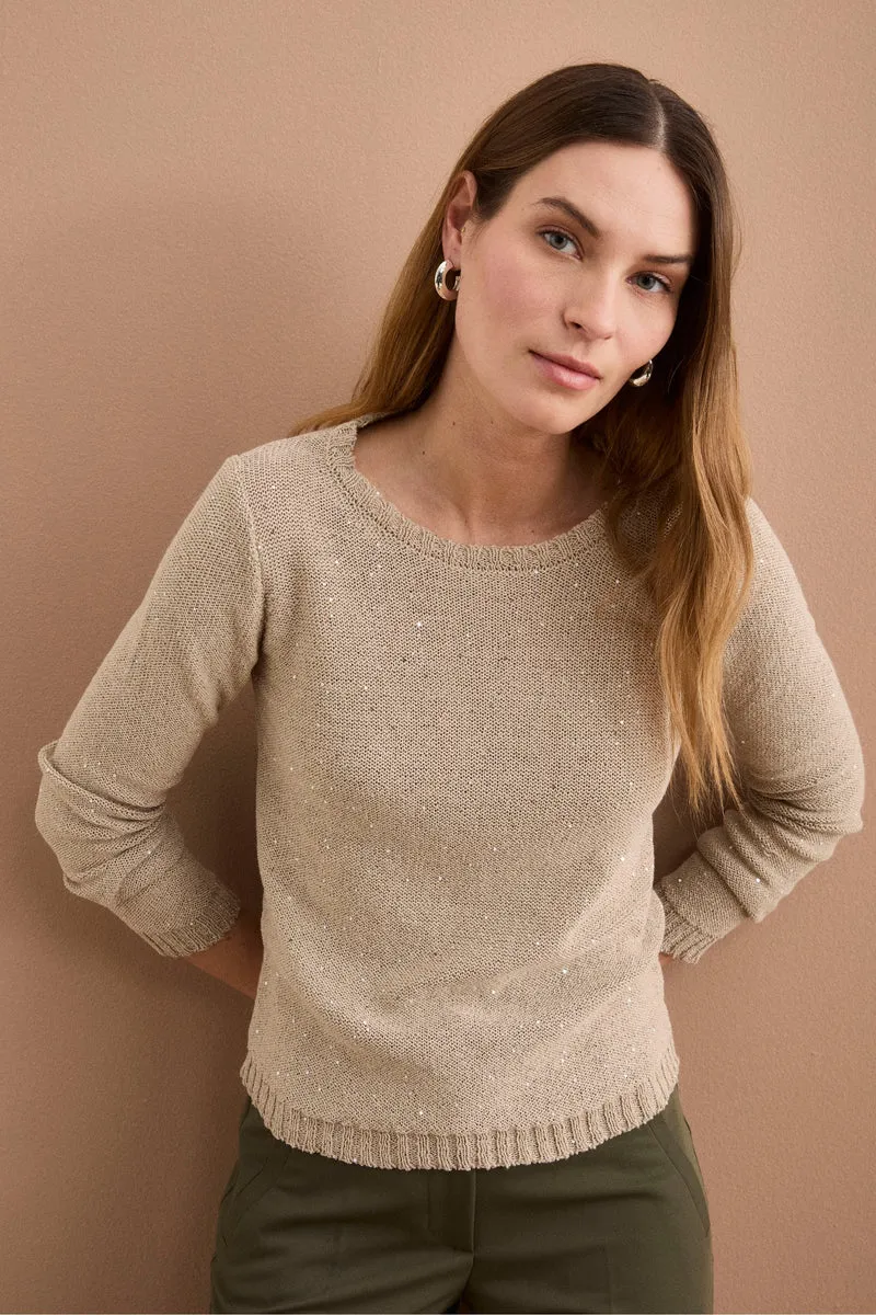Maglia Barchetta in Cotone con Paillettes - CORDA