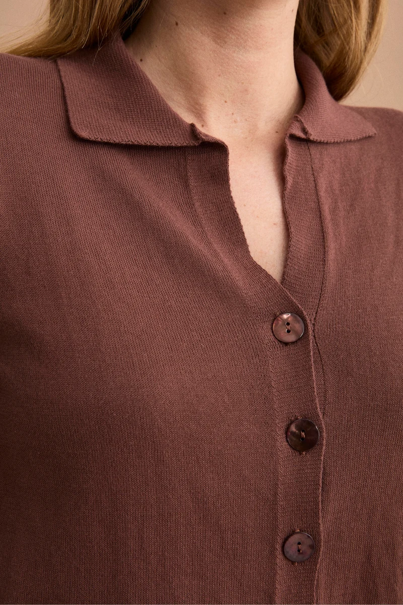 Cardigan Polo in Cotone - TERRA