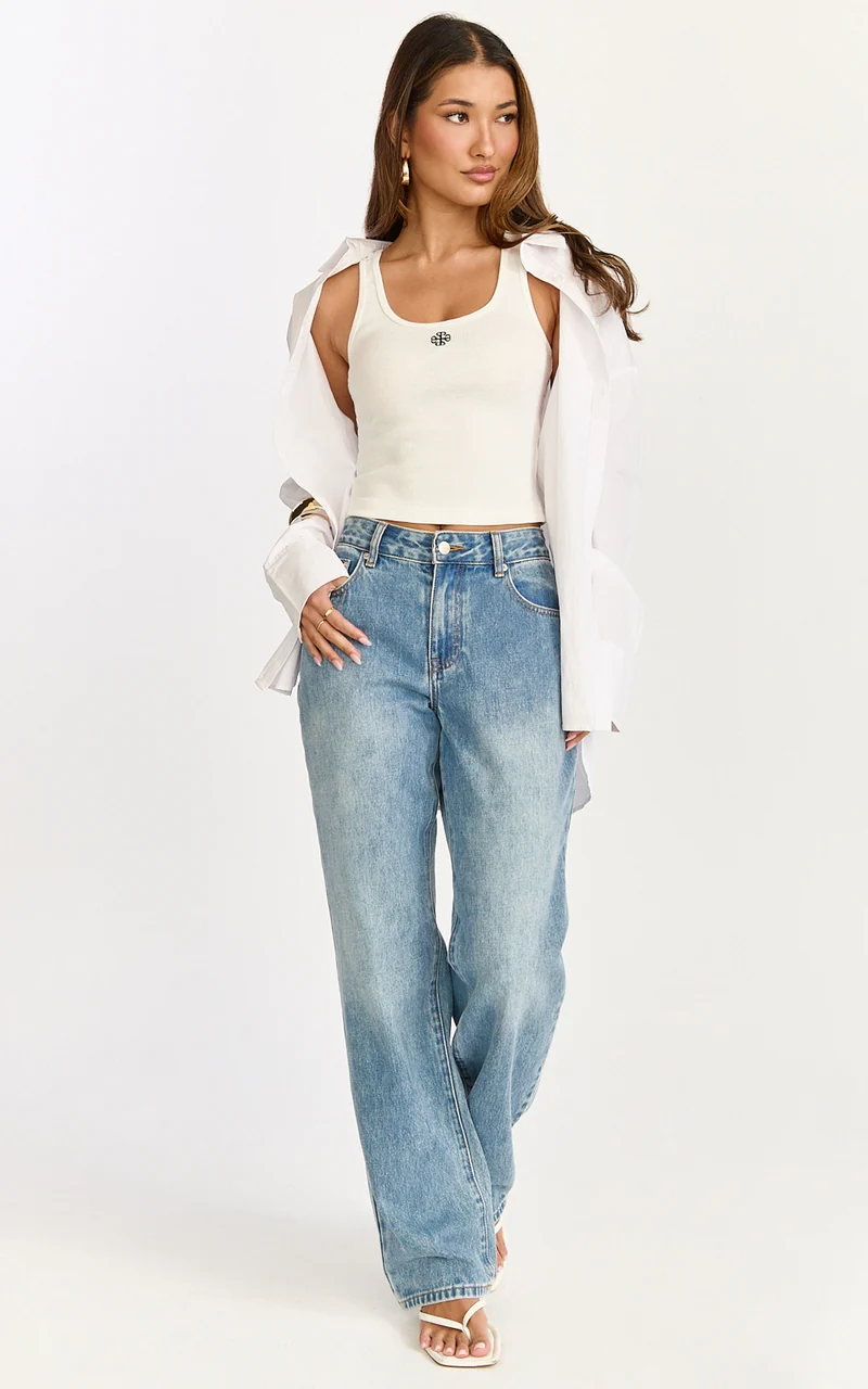 Elara Top - Scoop Neck Tank Top in White